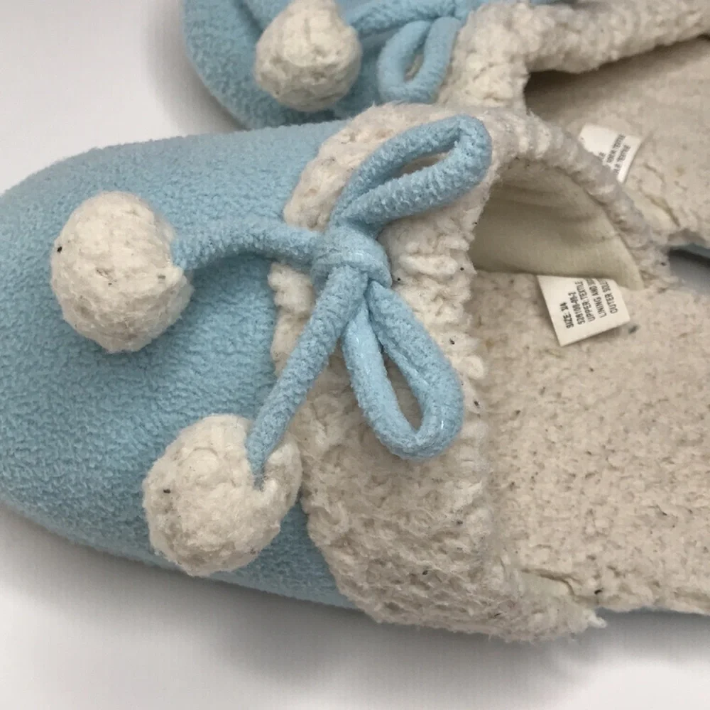Old Navy Kids Fleece Slippers Size 3-4 Blue & Cream